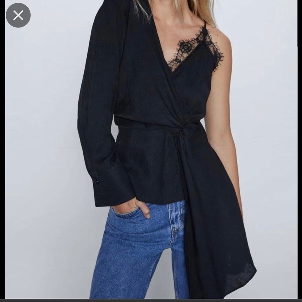 Zara Asymmetrical Camisole Top Black Size Small NWOT